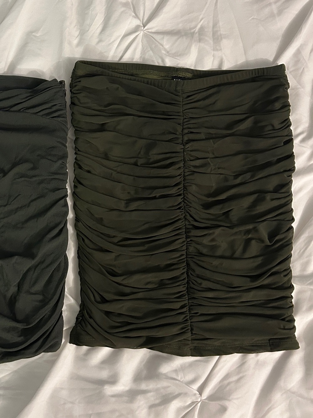 Women’s Olive Ruched Mini Skirt - Unbranded
